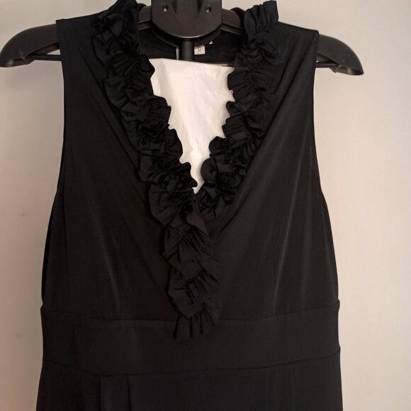 London Times Women’s Black Ruffle V-Neck Collar Dress Size 14 - Picture 15 of 15